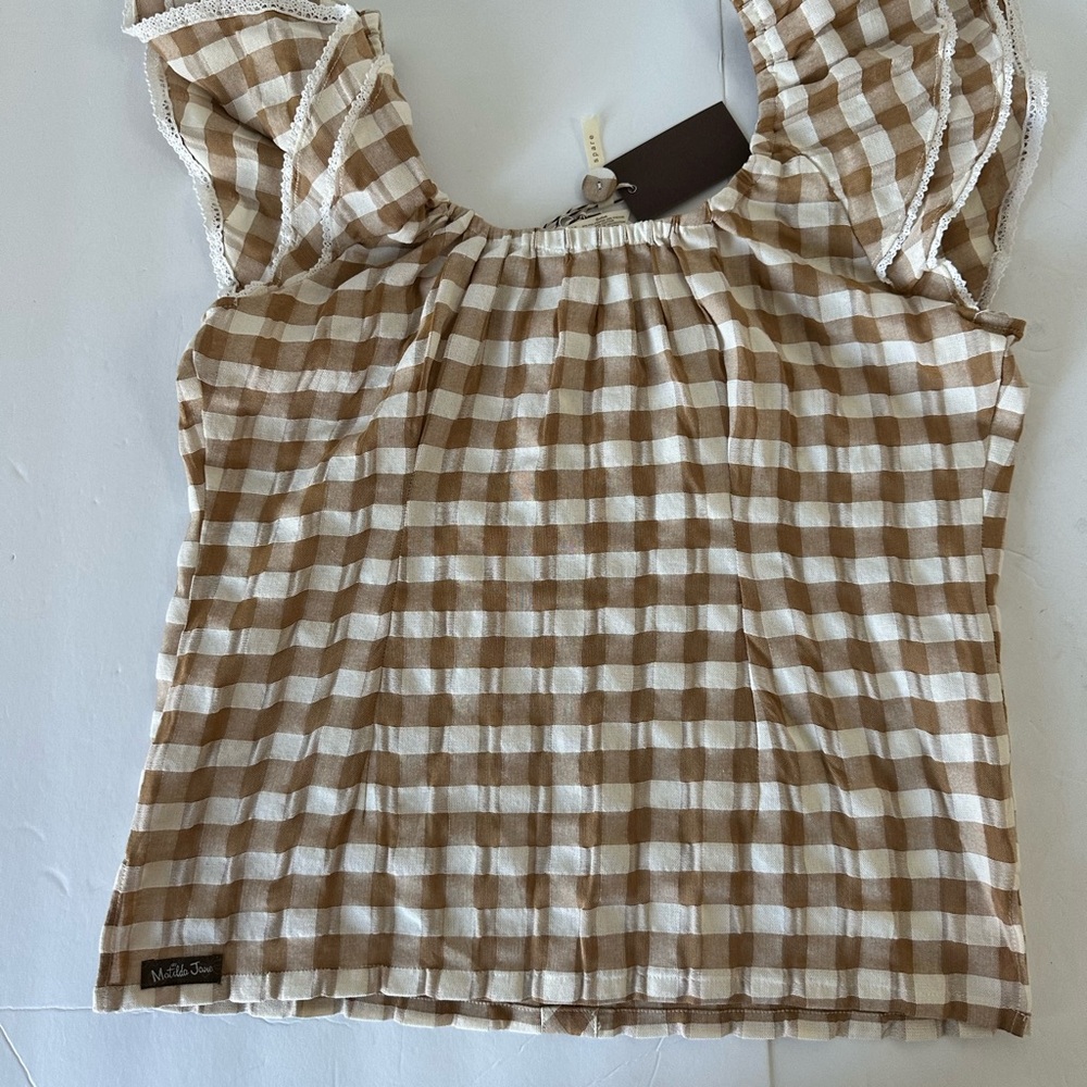 NWT Small Matilda Jane Annabelle Plaid Off Shoulder Blouse Gingham - Picture 8 of 12